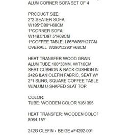 DKD Home Decor Sofa Terraza Y Jardin Esquinero Marron Aluminio Olefina Set de 4 Piezas 290 x 68 x 290 cm