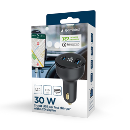 Gembird TA-UC-AC2PD30LCD-CAR-01 cargador de dispositivo móvil Universal Negro Encendedor de cigarrillos Carga rápida Auto Precio: 9.5000004. SKU: B1HJPRNE92