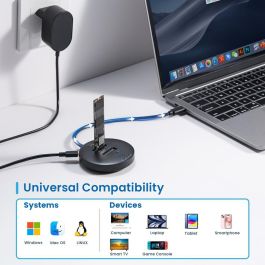 EWENT EW7078 Clonador SSD Doble Bahía USB 3.2 Gen 2 Estación de Acomplamiento M.2 NVMe SATA hasta 10Gbps Negro