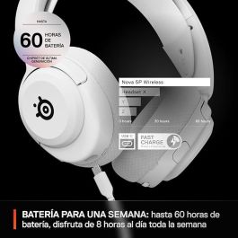 SteelSeries Arctis Nova 5P Wireless - Auriculares Gaming, Controladores magnéticos de neodimio, 100+ preajustes de Audio, Batería de 60 Horas, PS5/PS4/PC/móvil - Blanco (61674)