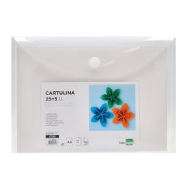 Liderpapel Cartulina A4 180g/m² Blanco Paquete 25+5 Hojas en Carpeta Dossier con Cierre Velcro