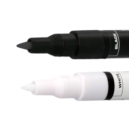 Liderpapel Rotuladores Acrylic Base Agua Todo Tipo de Superficie Punta Fina 0,7 mm Caja de 4 Perfiladores Blanco y Negro