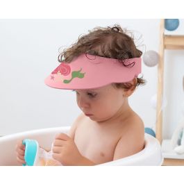 KioKids Visera Antilágrimas de Baño para Bebé/Niño con Diseño Sirena Rosa | Protección Ojos y Oídos al Lavar Pelo | EVA Flexible Ajustable +9 Meses
