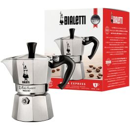 Bialetti Moka Express Cafetera Italiana de Aluminio Color Plata para 2 Tazas