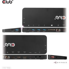 Club3D CSV-1566 4K USB-C Charging Dock con 6xUSB3, DisplayPort, 2xHDMI, LAN, Lector de Tarjetas SD/MicroSD y Carga de 120W