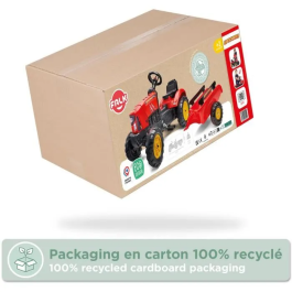 Falk Tractor de pedal Supercharger rojo 2-5 años con capó de apertura y remolque incluido