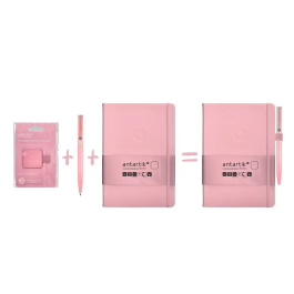 Antartik Portaboligrafos Autoadhesivo Rosa PU 40x40 mm con Banda Elástica