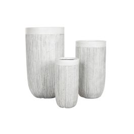 DKD Home Decor Macetero Scandi Crudo Magnesia Set de 3 44 x 79 x 44 cm