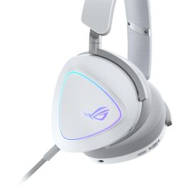 ASUS ROG Delta II Auriculares Gaming Inalámbricos/Alámbricos USB-C con Micrófono Extraíble y Luz RGB, Blanco
