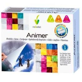 NOVADIET Animer 60 Cap. Suplemento Efecto Día y Noche Vegano Vitaminas B1, B6, B12 Rhodiola GABA Probióticos Precio: 20.79. SKU: B19PVAMMSR