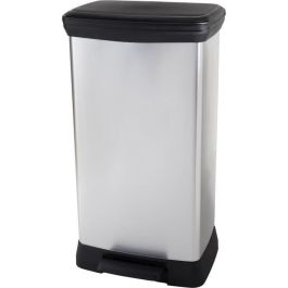 Papelera Duo Rectángulo - DECO BIN - CURVER - 46L (23+23L) - Doble compartimento - 39 x 29 x 72 cm - Gris metalizado Papelera Duo Rectángulo - DECO BIN - CURVER - 46L (23+23L) - Doble compartimento - 39 x 29 x 72 cm - Gris metalizado