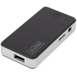 Digitus Concentrador USB Hub 4 Puertos 3.0->4xA3.0 con Adaptador de Corriente, USB 3.2 Gen 1 (3.1 Gen 1) Type-A, 5000 Mbit/s, Negro