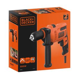 Black+Decker Taladro percutor 500W BEH200-QS - 2900rpm, 13mm portabrocas, hasta 20mm madera, 13mm acero/hormigón