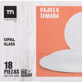 La Mediterranea Vajilla 18 Piezas Colección Temara Opal Rojo - Plato 26.5 cm, Plato 20.5 cm, Plato 19 cm (2 Unidades)