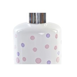 DKD Home Decor Dosificador Moderno Blanco Lila Set de 2, 290ml, de Dolomite y ABS, Colección Dots, 7x17.5x7 cm