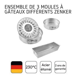 ZENKER ZEN3176239999228 Juego de 3 Moldes para Tartas de 18, 26 y 30 cm