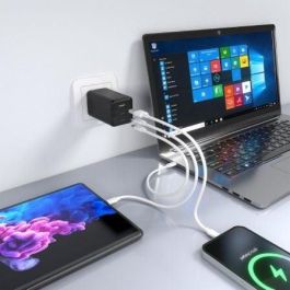 AISENS ASCH-100W3P052-BK Cargador GaN 100W 3 Puertos (2 USB-C, 1 USB-A) Carga Rápida Power Delivery Universal Negro AISENS ASCH-100W3P052-BK Cargador GaN 100W 3 Puertos (2 USB-C, 1 USB-A) Carga Rápida Power Delivery Universal Negro