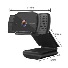Conceptronic Webcam 2K Amdis02B 5Mp USB con micrófono, enfoque automático y cubierta de privacidad
