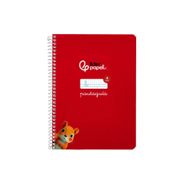 Liderpapel Cuaderno Espiral A5 Pautaguía Tapa Blanda 40 Hojas 75gr Cuadro Pautado 4mm Rojo