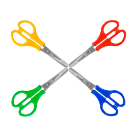 Liderpapel Tijera PS-52-D con Funda, 14 cm, Puntas Redondeadas, Acero Inoxidable, Mango Plástico, Colores Surtidos, Uso Hogar y Oficina