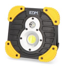 Edm Linterna Foco Recargable 10W 750LM, Power Bank, Luz Fría 6500K, Batería 2600mAh, Regulable, Base Pivotante 180°