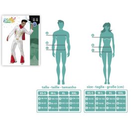 Disfraz Estrella Rock Hombre Adulto XL Blanco - Traje Completo 4 Piezas: Chaqueta, Capa, Pantalón y Cinturón, Ideal para Carnaval y Fiestas