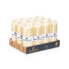 Giftdecor Vela Led Crema Alta 7,5x20x7,5 cm Plastico Cera Amarillo 2xAA (Set de 12)
