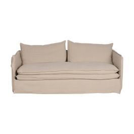 Sofá 3 Plazas Crema Tejido-Madera 210 X 97 X 89 cm