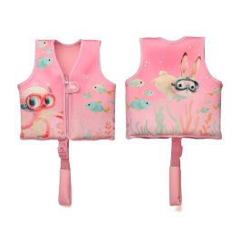 KioKids Chaleco de Flotación para Bebés y Niños 12-24 Meses 11-15 kg, Neopreno con Diseño de Animales, Rosa, Colección Ocean Dreams