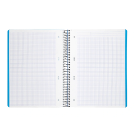 Liderpapel Cuaderno espiral A5 Micro Wonder tapa plástico 120h 90gr cuadro 5mm 5 bandas 6 taladros color celeste