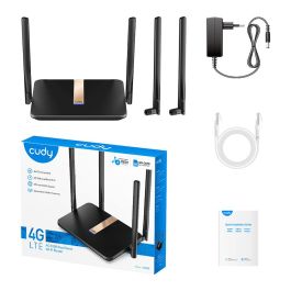 Cudy AC1200 Router Wi-Fi Mesh 4G LTE Cat4 Doble Banda 2.4 GHz y 5 GHz Negro Ethernet WAN Ranura SIM