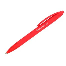 Liderpapel Bolígrafo Retráctil Soft Touch - Punta 1 mm, Tinta Roja, Cuerpo Rojo con Clip