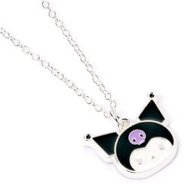 THE CARAT SHOP Colgante Kuromi Hello Kitty, Collar Metal Dorado con Esmalte Perlado, Cadena 40cm+5cm Extensor