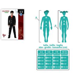 Disfraz de Fantasma Niño Negro a Rayas con Corbata Roja Talla 3-4 Años