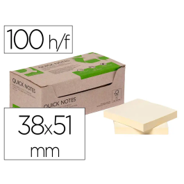 Q-connect Bloc de Notas Adhesivas Quita y Pon Amarillo 38x51 mm 100% Papel Reciclado Ecológico 100 Hojas Precio: 4.49999968. SKU: B125HAYDK9