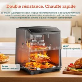 Cosori COS0810043377409 Freidora sin aceite, Edición Chef de doble fuego, 6.4 L, 12 programas, 5 brochetas, parrilla, 1700W, Negro
