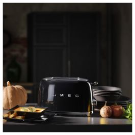 Smeg TSF01BLEU Toaster 2 Ranuras Compacto Estilo 50s Negro Brillo Alto