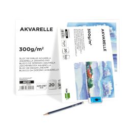 Liderpapel Bloc Dibujo Acuarela Encolado 210x297mm 20 Hojas 300g/m2 Sin Recuadro