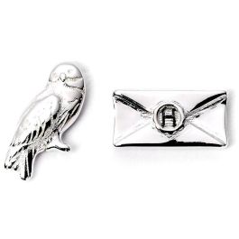 The Carat Shop Pendientes Hedwig and Letter Harry Potter Chapados en Plata