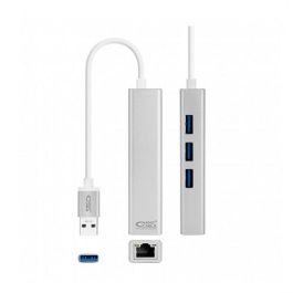 Nanocable 10.03.0403 Hub/Dongle USB 3.0 a Ethernet Gigabit con 3 Puertos USB 3.0 - Adaptador de Red y Expansor USB Plug & Play