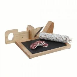 Livoo Guillotina para embutidos MEC127 - Tapa de madera de caucho y pizarra - Hoja de acero inoxidable - Seguridad