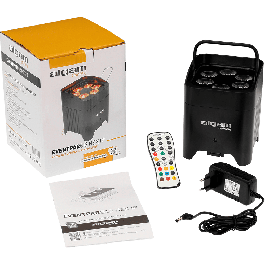 ALGAMLIGHT EVENT PAR 612 HEX IP Foco Profesional LED 6x12W RGBWA+UV, IP65 con Batería y W-DMX para Eventos Interiores/Exteriores