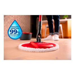 Vileda 161821 Fregona Giratoria Spin & Clean, Sistema de Limpieza con Rodillo Auto-Limpiante Mopa y Cubo Rojo/Negro Kit Completo