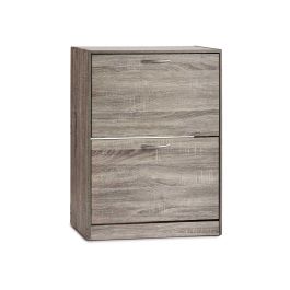 Giftdecor Zapatero de Madera Aglomerado de 2 Pisos Gris Oscuro 60x80x24 cm