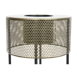 DKD Home Decor Macetero Loft Negro Dorado Metal 33 x 67 x 33 cm Set de 2
