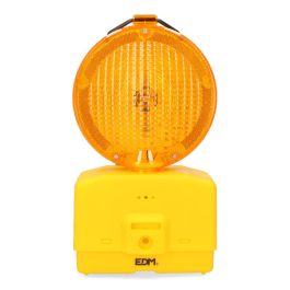 Edm Baliza de Señalización LED para Obras, 2 Leds 0,05W 6000-8000lm, Intermitente/Fijo, IP42, con Gancho y Anclaje Metálico