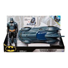 Spin Master 6070521 Set Figura de Acción Batman 30 cm Articulada con Capa de Tela y Batmóvil que Abre Cabina