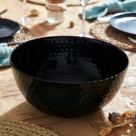 Luminarc Pampille Negro Ensaladera de Vidrio con Relieve Negro 24 cm Vidrio Templado Extra Resistente