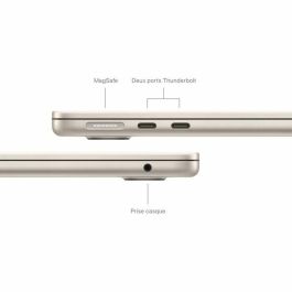 Apple MXCU3FNA MacBook Air 13.6" M3 (2024), 16GB RAM, 512GB SSD, Stellar Light, Teclado AZERTY