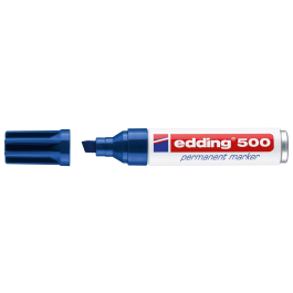 Edding Marcador Permanente 500 Azul para Casi Todos los Materiales, Punta Biselada 2-7mm, Resistente al Agua